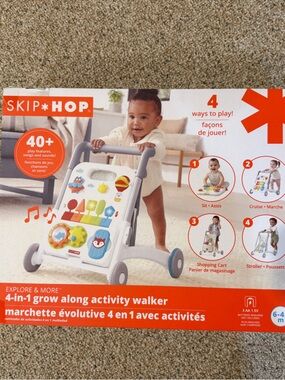 Skip Hop White & Gray Activity Walker with Colorful Play Panel